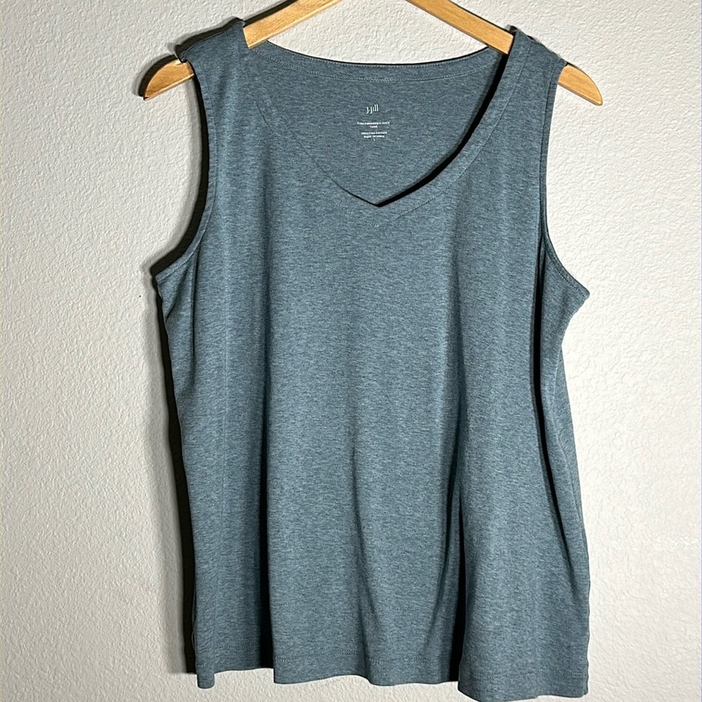 J Jill Pima Rounded V-Neck Tank Top Shirt Size L Sleeveless